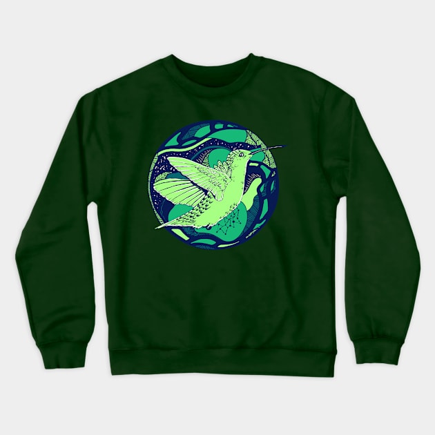 Ngreen Circle of The Hummingbird Crewneck Sweatshirt by kenallouis